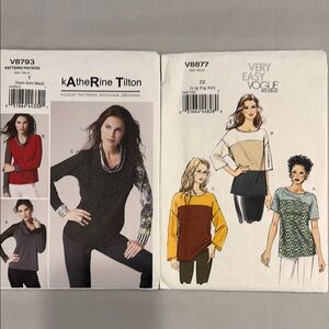 Vogue Knit Top Sewing Patterns Bundle Of 2 Uncut